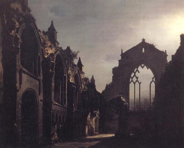 Luis Daguerre The Ruins of Holyrood Chapel,Edinburgh Effect of Moonlight China oil painting art